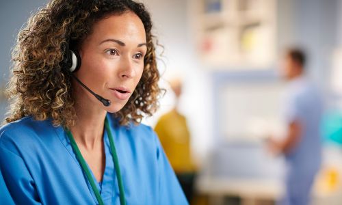 woman on headset